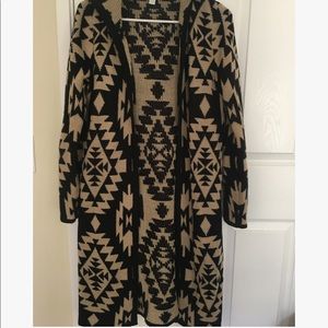 New York and Company Aztec Print Long Cardigan